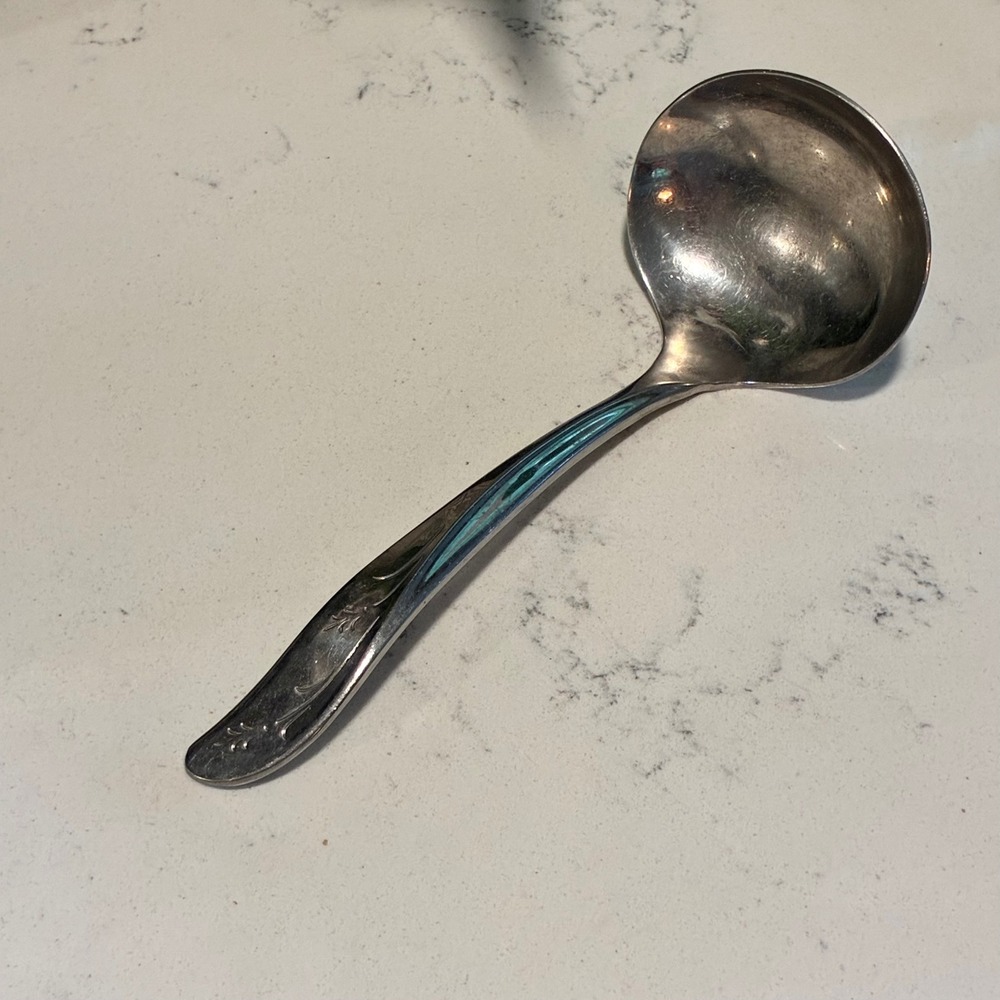 Vtg International Stainless Gravy Ladle "Largo" Wheat USA